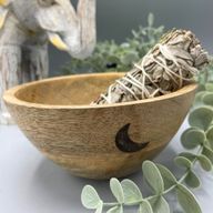 Träskål till Smudge Sticks och Ritualer - Tre Månar - 14x7cm