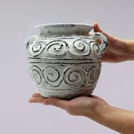 Grekisk Lerkruka med Handtag - Krämfärg 15cm