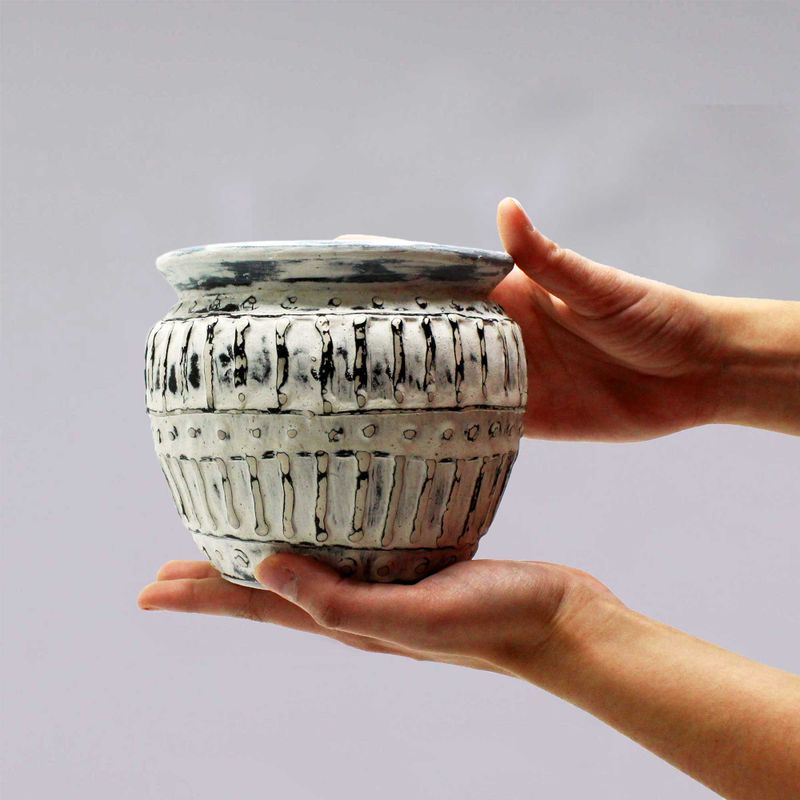 Grekisk Lerkruka - Krämfärg 12cm