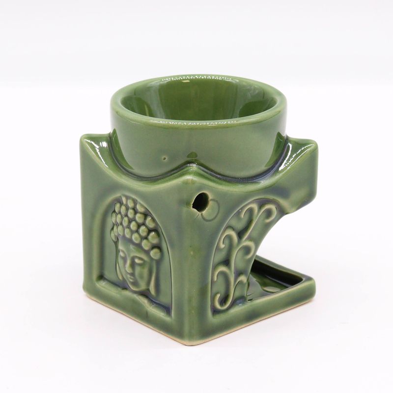 Kvadratisk Buddha Oljebrännare - Mörk Jade