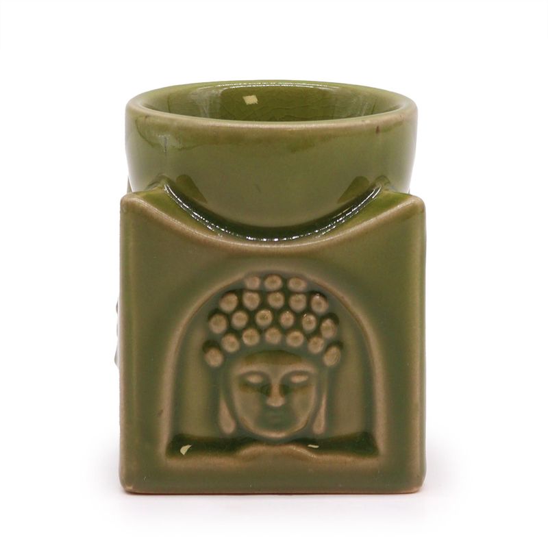 Kvadratisk Buddha Oljebrännare - Ljus Jade