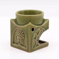 Kvadratisk Buddha Oljebrännare - Ljus Jade