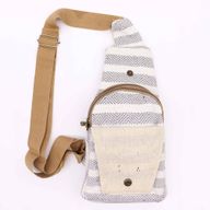 Cross-Body Väska i Naturlig Bomull - Grå & Vit