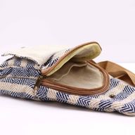 Cross-Body Väska i Naturlig Bomull - Biege & Marinblå