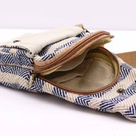 Cross-Body Väska i Naturlig Bomull - Biege & Marinblå