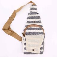 Cross-Body Väska i Naturlig Bomull - Svart & Vit
