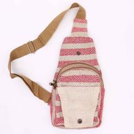Cross-Body Väska i Naturlig Bomull - Beige & Rosa
