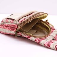 Cross-Body Väska i Naturlig Bomull - Beige & Rosa