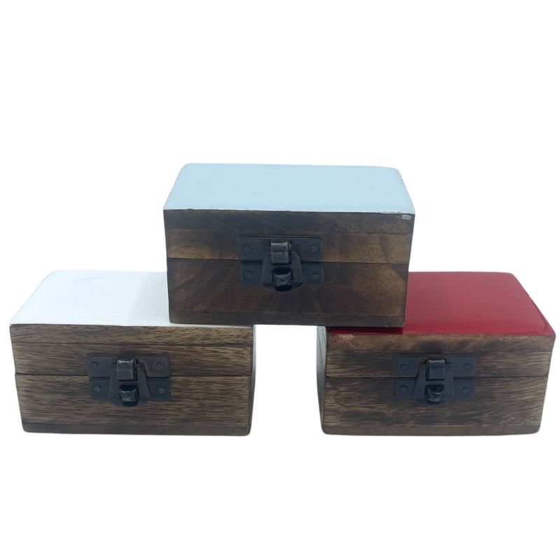 Pillerlåda i Trä 9x5x4cm - Keramiska Färger - Blandat