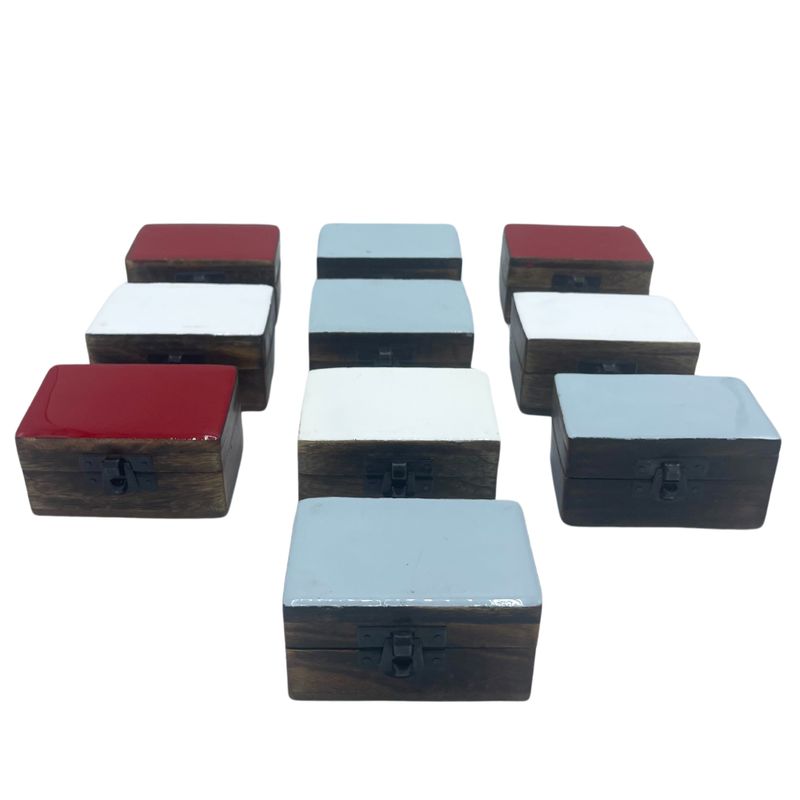 Pillerlåda i Trä 9x5x4cm - Keramiska Färger - Blandat