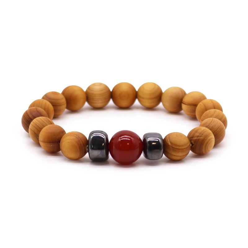 Rotchakra Armband av Cederträ med Röd Jaspis