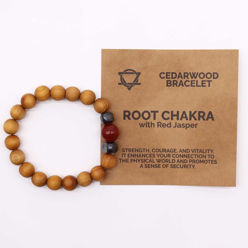 Rotchakra Armband av Cederträ med Röd Jaspis