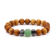 Sakralchakra Armband av Cederträ med Grön Aventurin