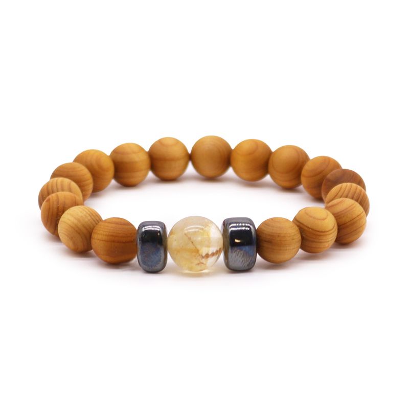 Solarplexuschakra Armband av Cederträ med Citrin
