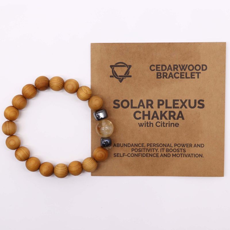 Solarplexuschakra Armband av Cederträ med Citrin
