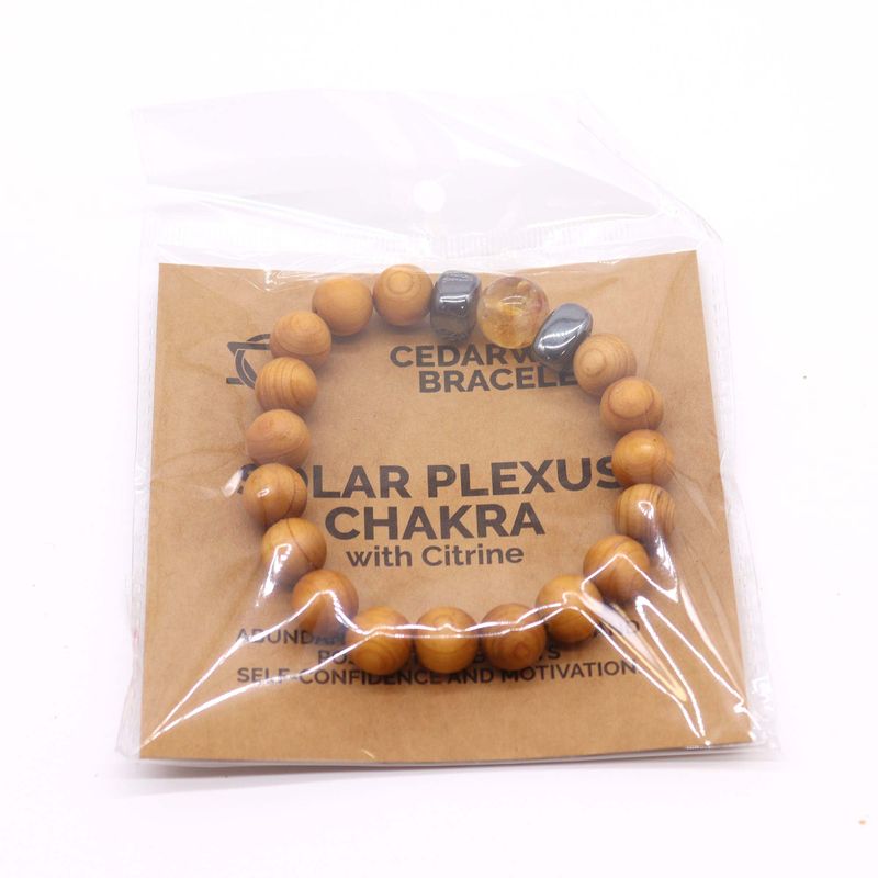 Solarplexuschakra Armband av Cederträ med Citrin