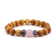 Hjärtchakra Armband av Cederträ med Rosenkvarts