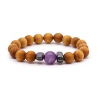 Tredje-ögat-chakra Armband av Cederträ med Ametist