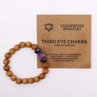 Tredje-ögat-chakra Armband av Cederträ med Ametist