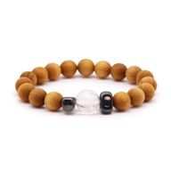 Kronchakra Armband av Cederträ med Klar Kvarts