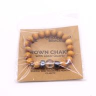 Kronchakra Armband av Cederträ med Klar Kvarts