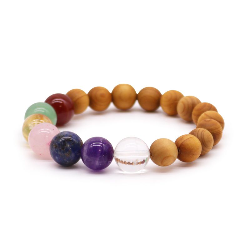 Sju Chakra Armband av Cederträ