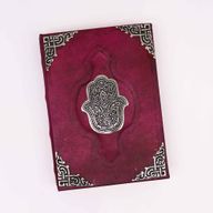 Stor Röd Anteckningsbok - Hamsa i Zink (26x18cm) - 200 Sidor