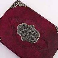 Stor Röd Anteckningsbok - Hamsa i Zink (26x18cm) - 200 Sidor