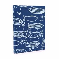 Bomullsbundna Anteckningsböcker (20x15cm) - Indigo med Fiskar