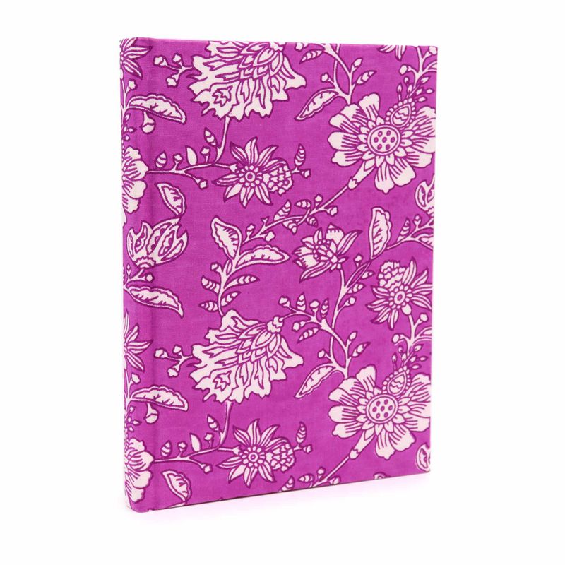 Bomullsbundna Anteckningsböcker (20x15cm) - Rosa-lila med Antikt mönster