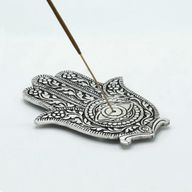 Rökelsehållare i Polerat Aluminium - Hamsa 14cm