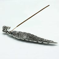 Lång Rökelsehållare i Polerat Aluminium - Elefant 20cm