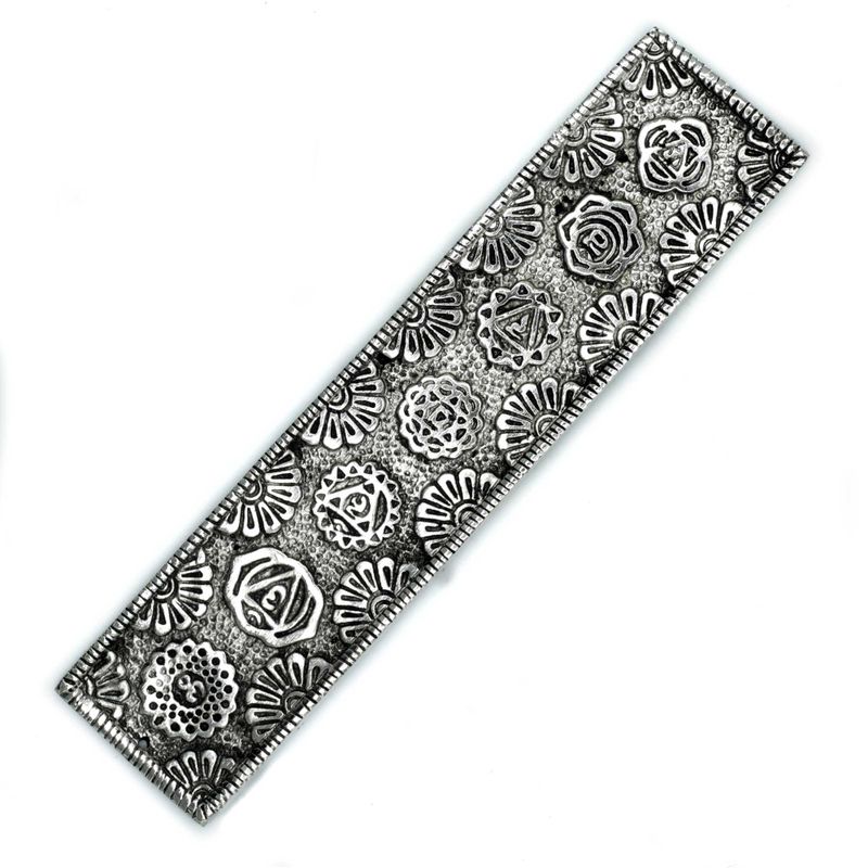 Lång Rökelsehållare i Polerat Aluminium - Chakra 23cm