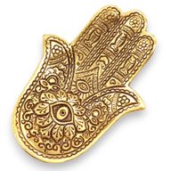 Liten Rökelsehållare i Guld Aluminium - Hamsa 13x5.5cm