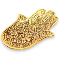 Liten Rökelsehållare i Guld Aluminium - Hamsa 13x5.5cm