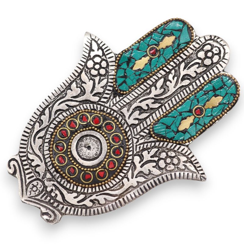 Liten Grön Rökelsehållare - Hamsa 13x5.5cm