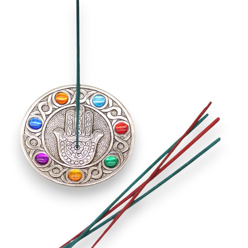 Rökelsehållare - Sju Chakra Hamsa 11.5cm