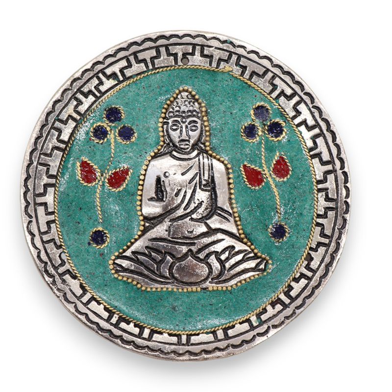 Rökelsehållare - Buddha med Grön Dekor 10cm