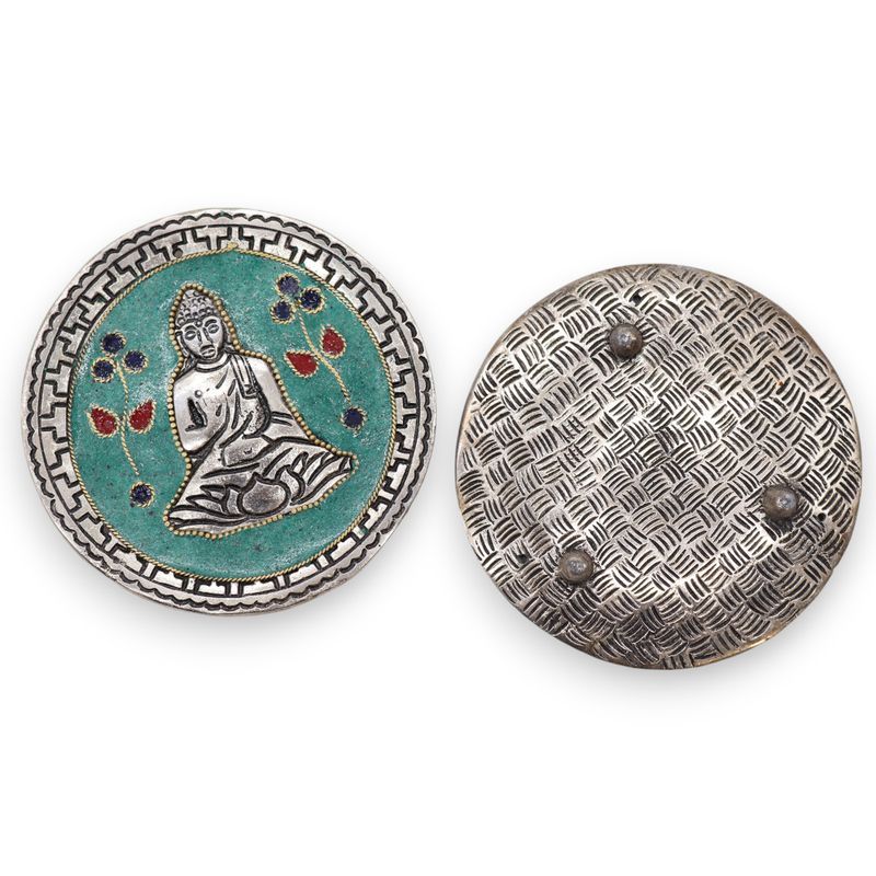 Rökelsehållare - Buddha med Grön Dekor 10cm