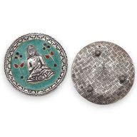 Rökelsehållare - Buddha med Grön Dekor 10cm