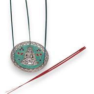 Rökelsehållare - Buddha med Grön Dekor 10cm