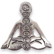 Rökelsehållare i Polerat Aluminium - Sju Chakra Yoga 12x12cm