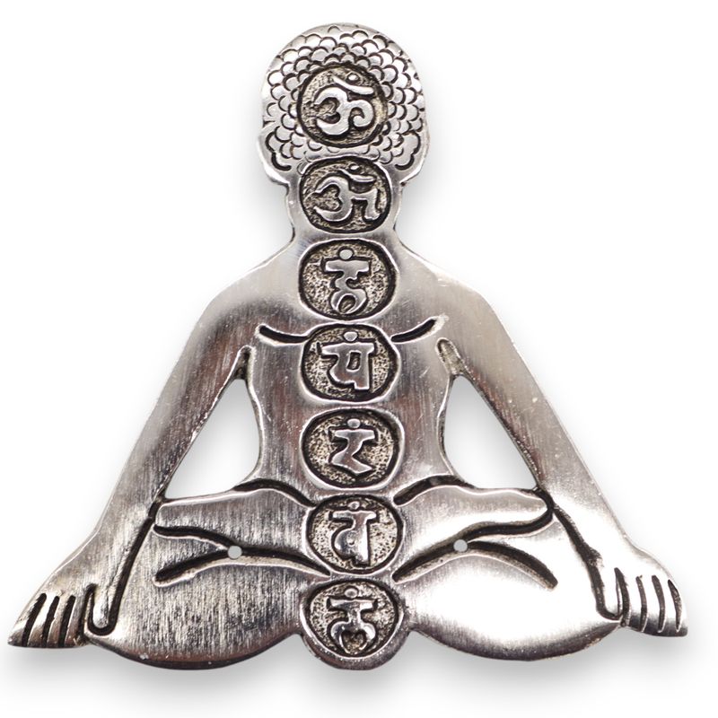 Rökelsehållare i Polerat Aluminium - Sju Chakra Yoga 12x12cm