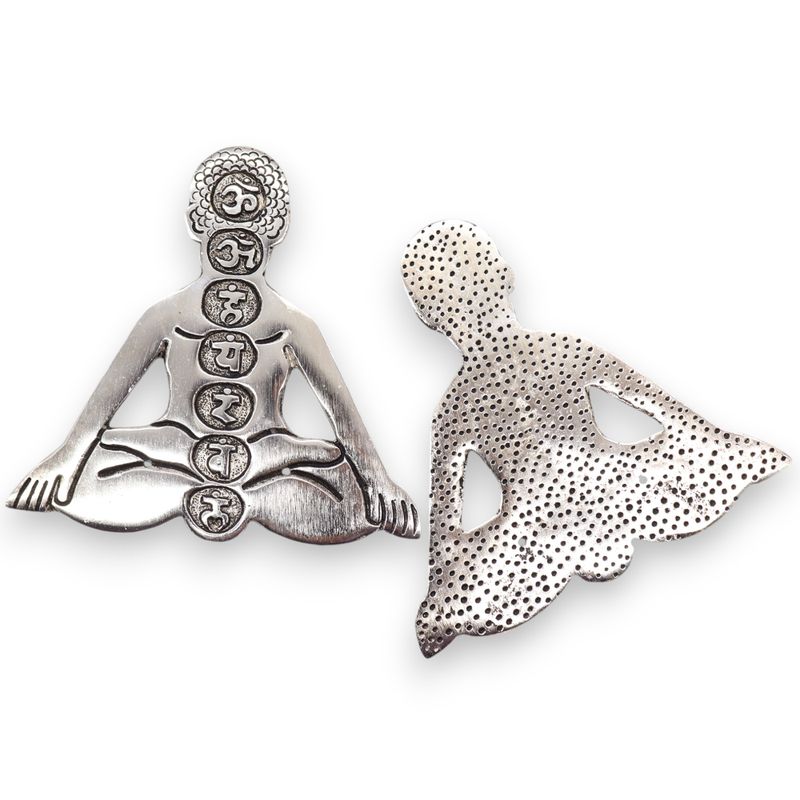 Rökelsehållare i Polerat Aluminium - Sju Chakra Yoga 12x12cm