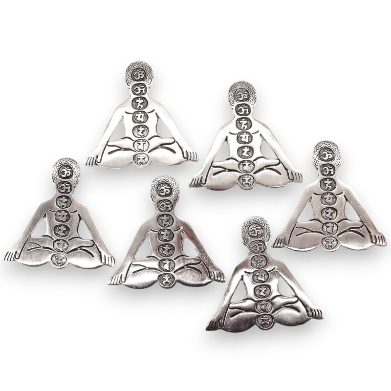 Rökelsehållare i Polerat Aluminium - Sju Chakra Yoga 12x12cm