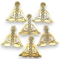Rökelsehållare i Guld Aluminium - Sju Chakra Yoga 12x12cm