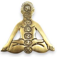 Rökelsehållare i Guld Aluminium - Sju Chakra Yoga 12x12cm