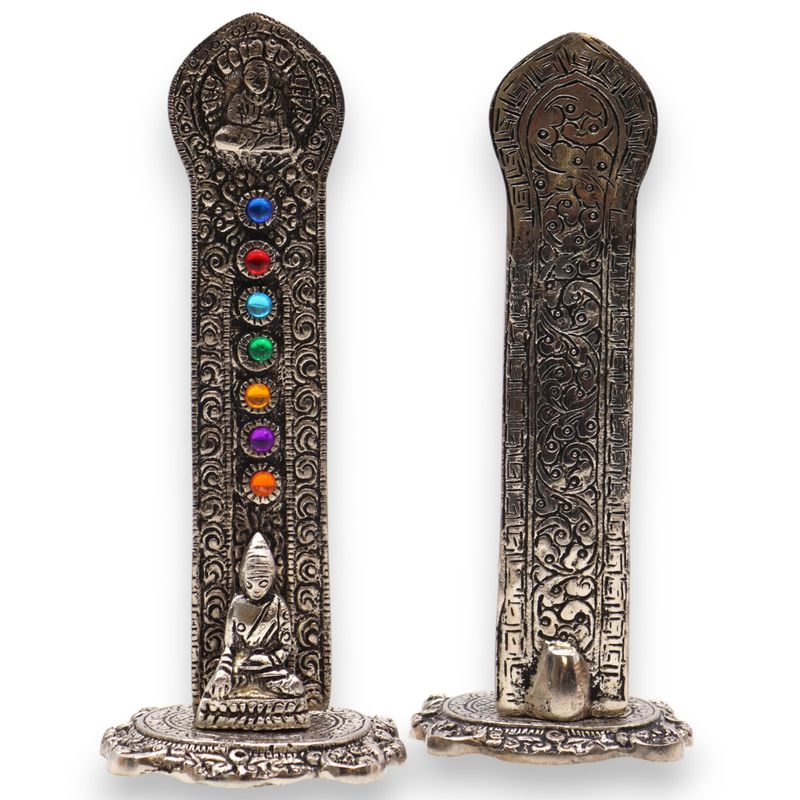 Rökelsehållare - Sju Chakra Torn med Buddha 16x6x7cm