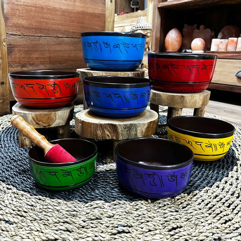 Litet Set med Sju Klangskålar - Chakra (14-22cm)