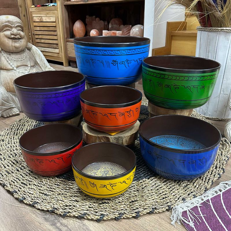 Stort Set med Sju Klangskålar - Chakra (19.5-35cm)